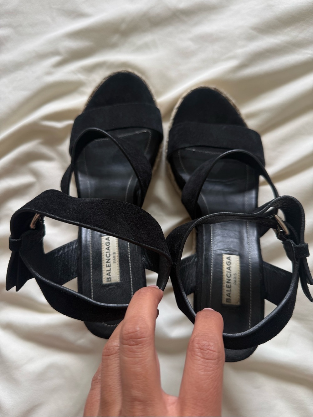 BALENCIAGA | Espadrille Black Suede Platform Wedge Sandals | 40 - Picture 2 of 4